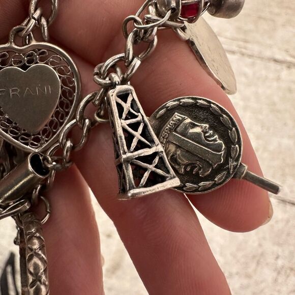 Vintage Sterling And Silver Tone Mix Charm Bracelet - Picture 9 of 16